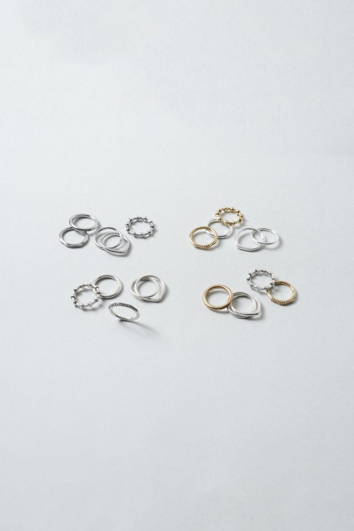 4PCS リップル ライン スタック セット リング