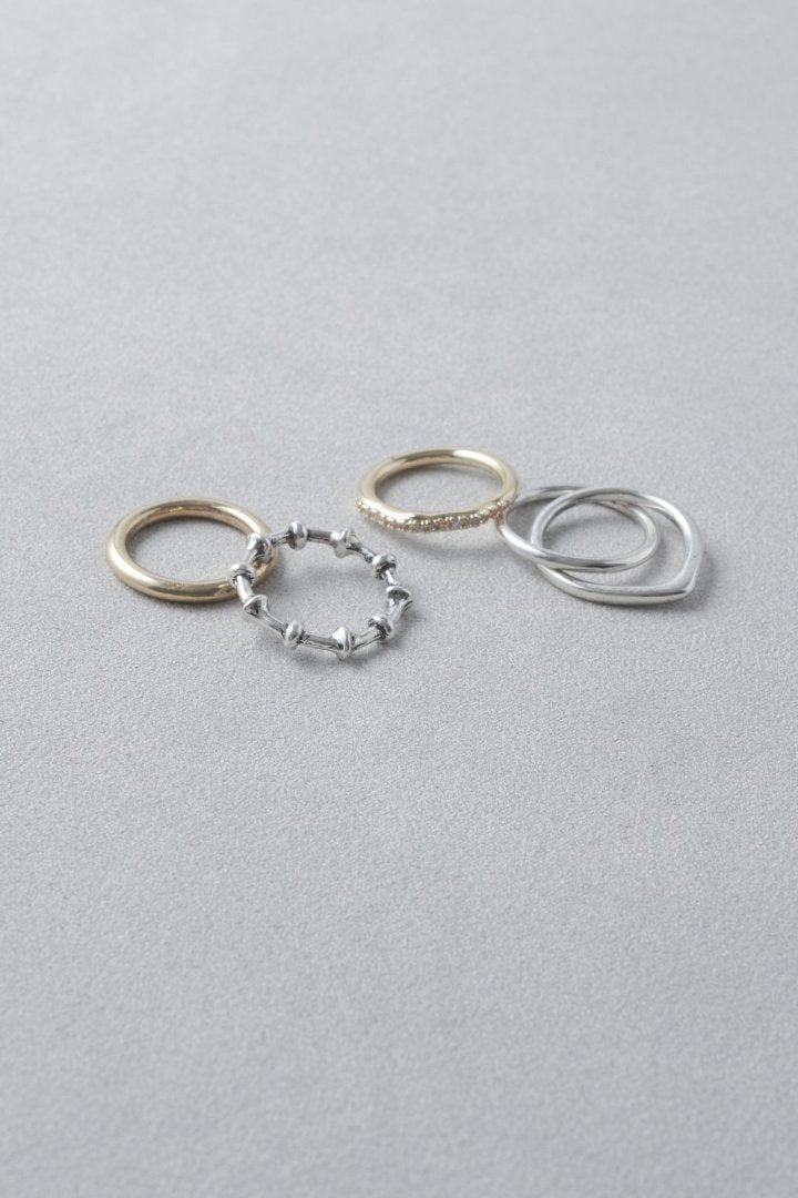 4PCS リップル ライン スタック セット リング