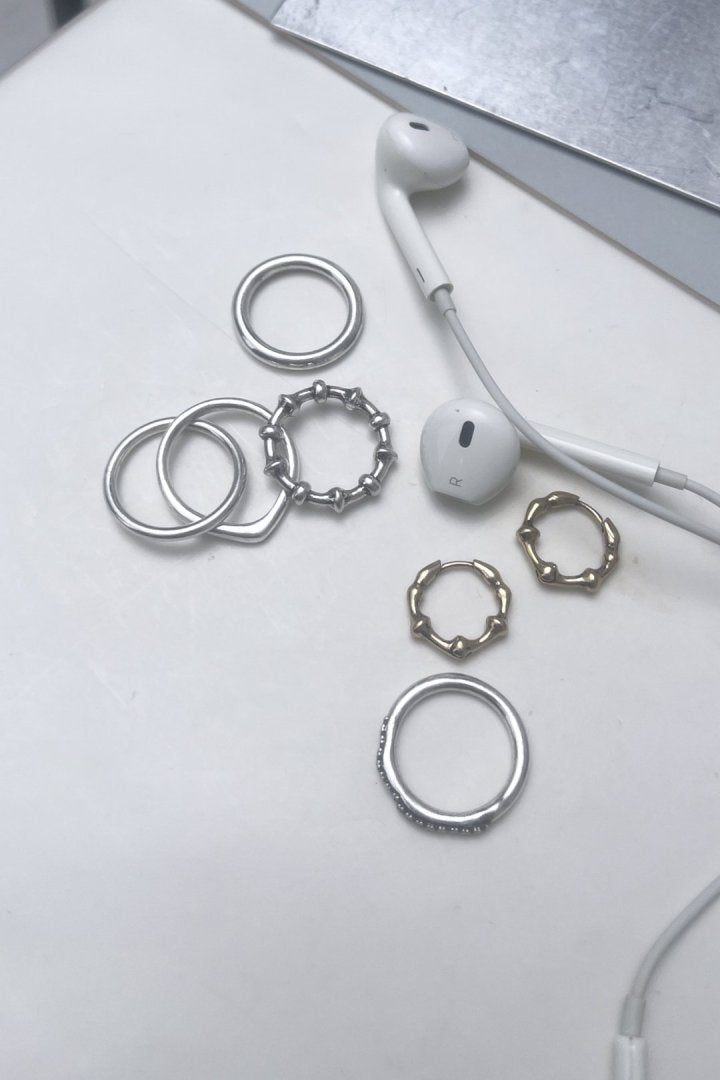 4PCS リップル ライン スタック セット リング