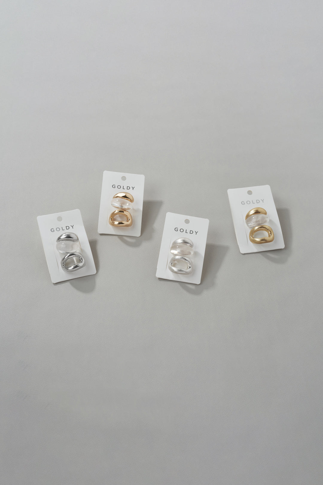 クリア × メタル & ニュアンス オーバル セット ヘアカフ – GOLDY