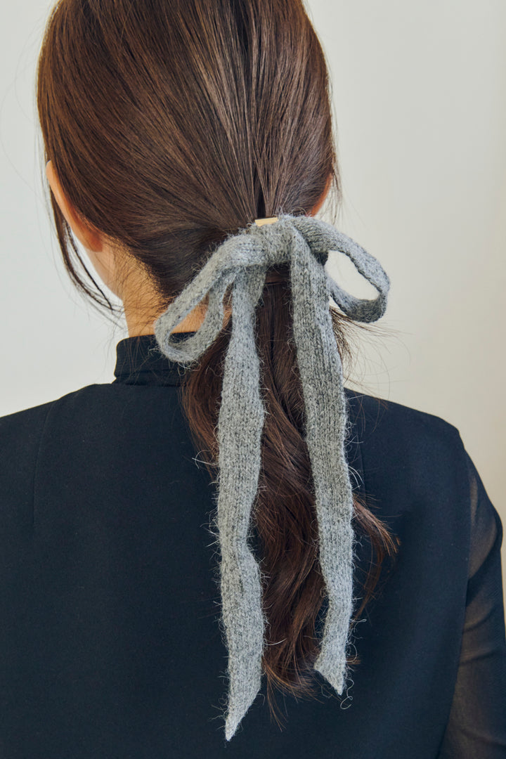 ニット リボン ロング ヘアカフ