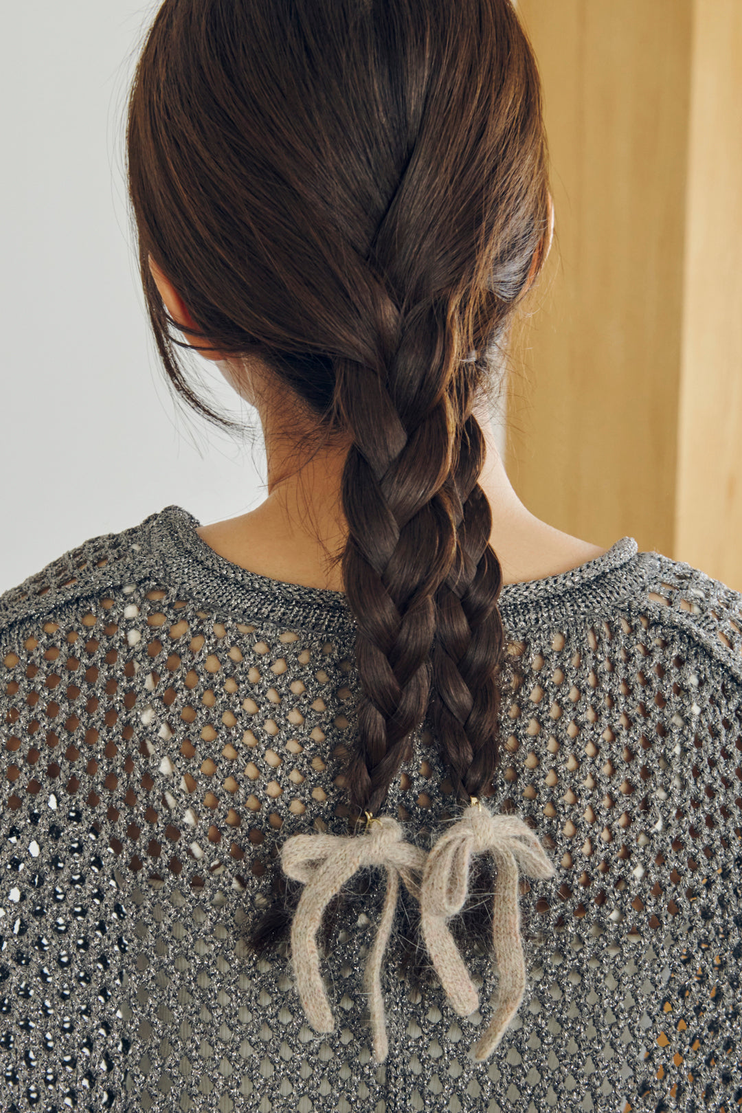 ニット リボン ダブル ヘアカフ