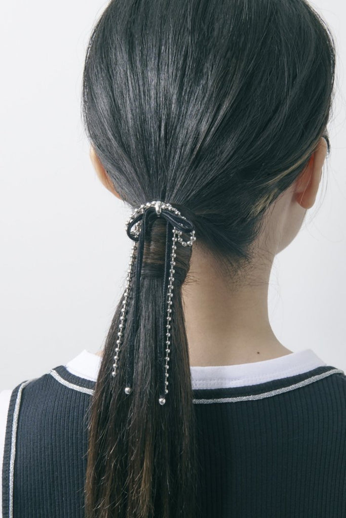 ボール チェーン × コード レイヤード リボン ヘアカフ – GOLDY