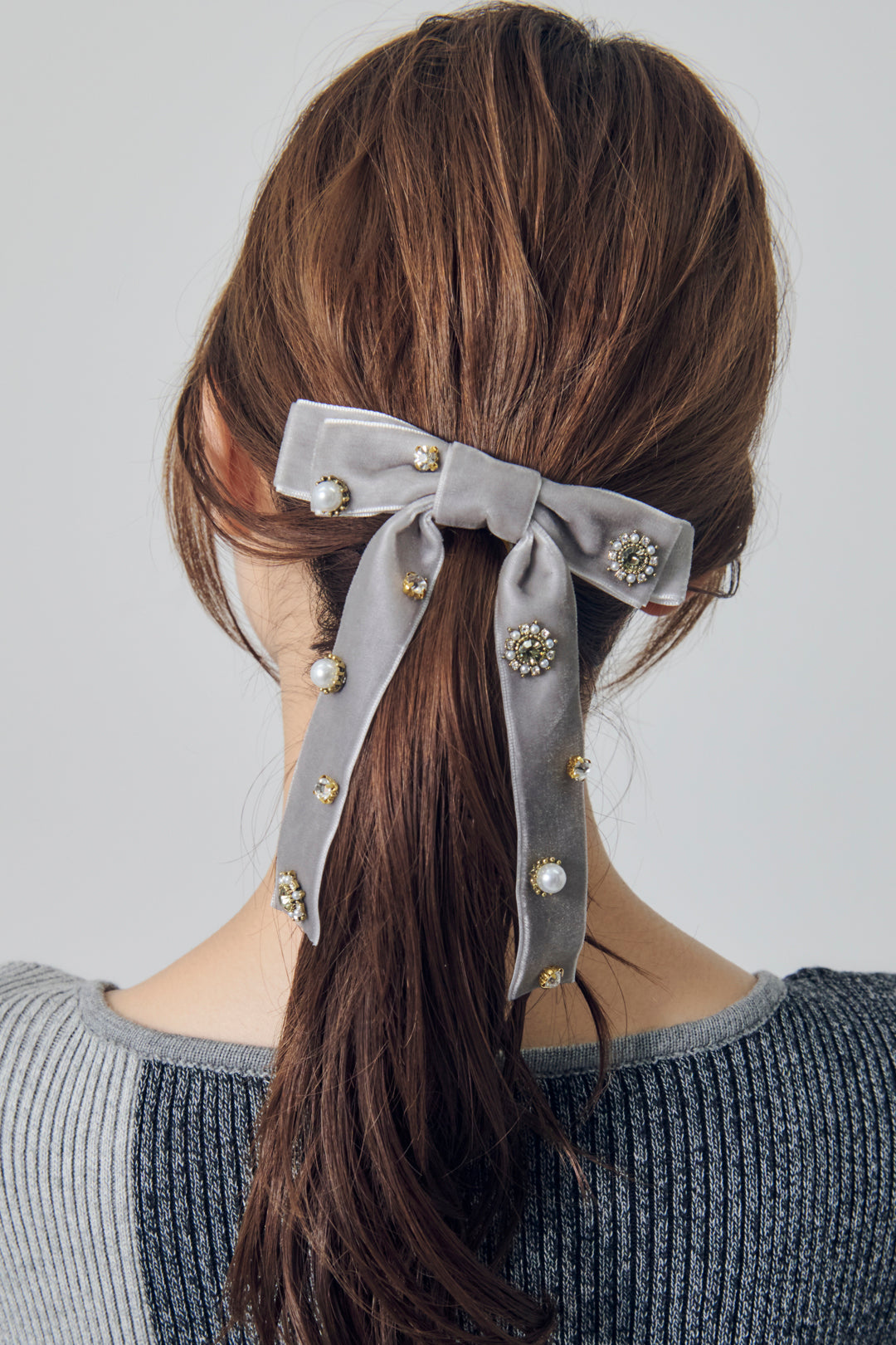 デコラティブ ベロア リボン バレッタ