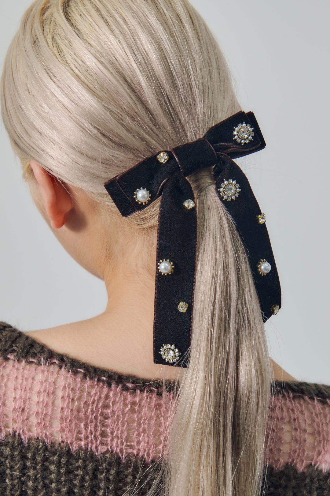 デコラティブ ベロア リボン バレッタ