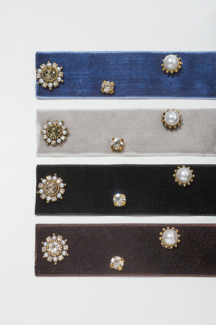 デコラティブ ベロア リボン バレッタ