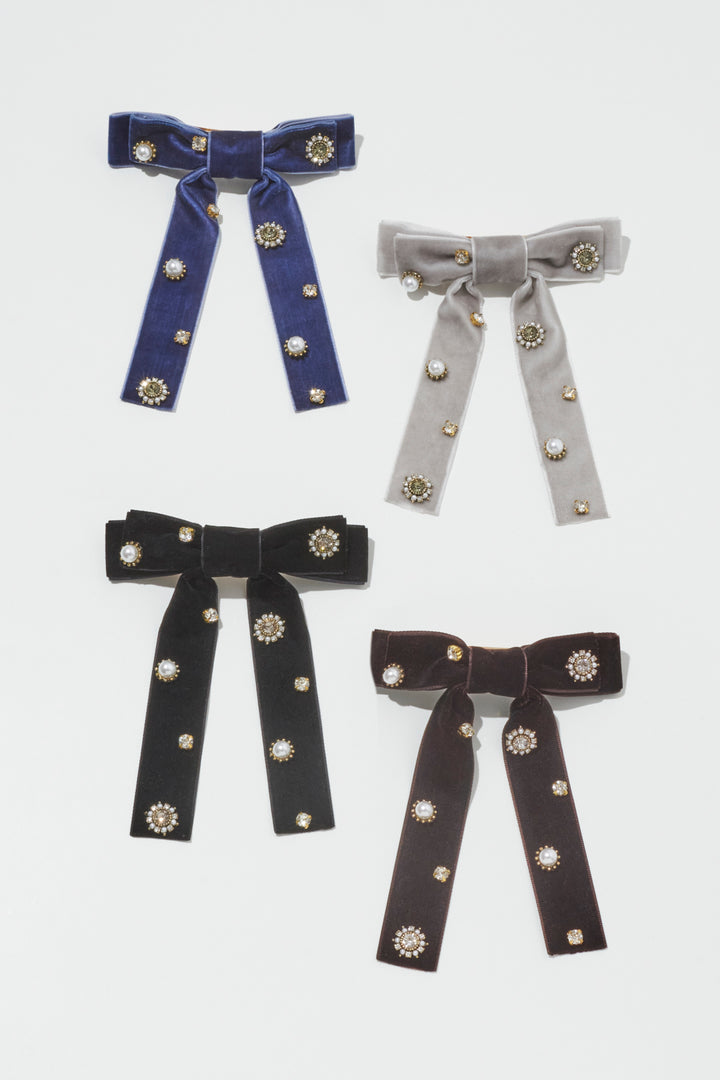 デコラティブ ベロア リボン バレッタ