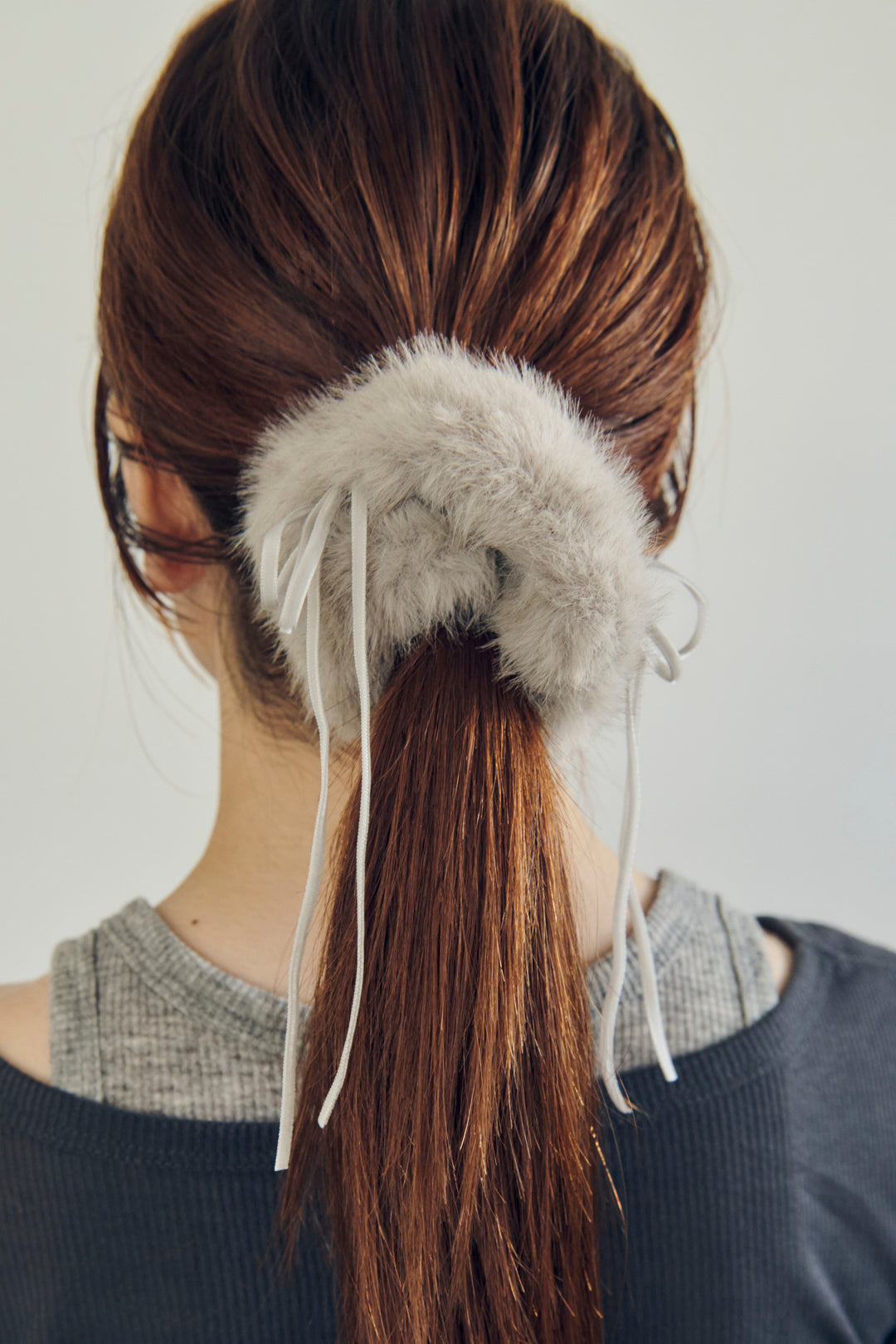 リボン ハング ファー ビッグ シュシュ