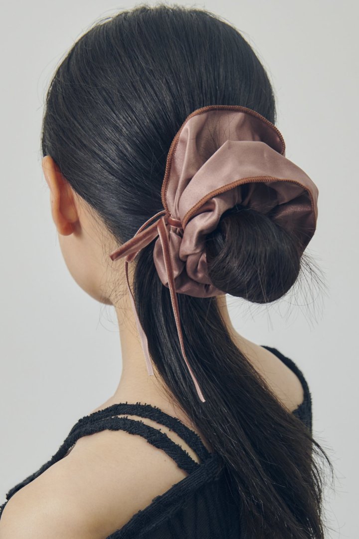 リボン ハング バイカラー シュシュ