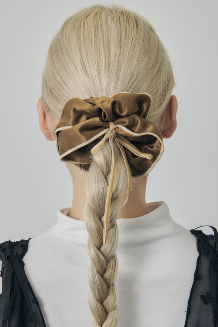 リボン ハング バイカラー シュシュ