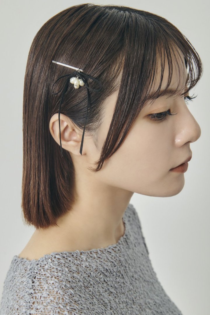 シャワー パール スエード リボン セット ヘアピン