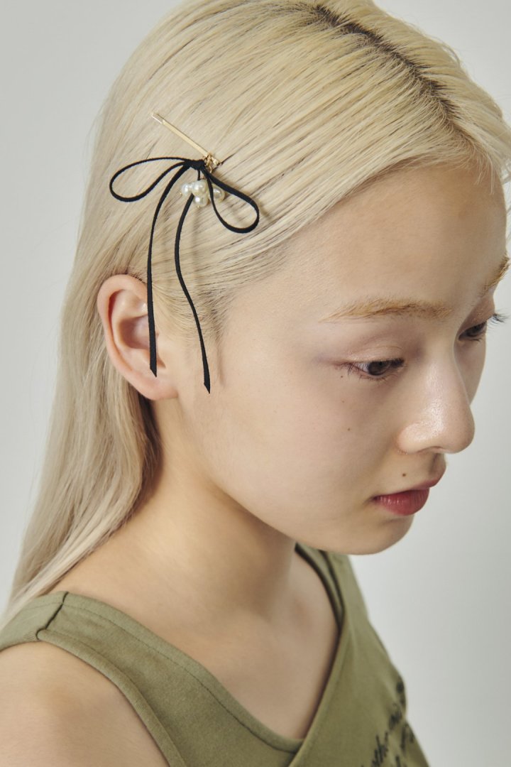 シャワー パール スエード リボン セット ヘアピン