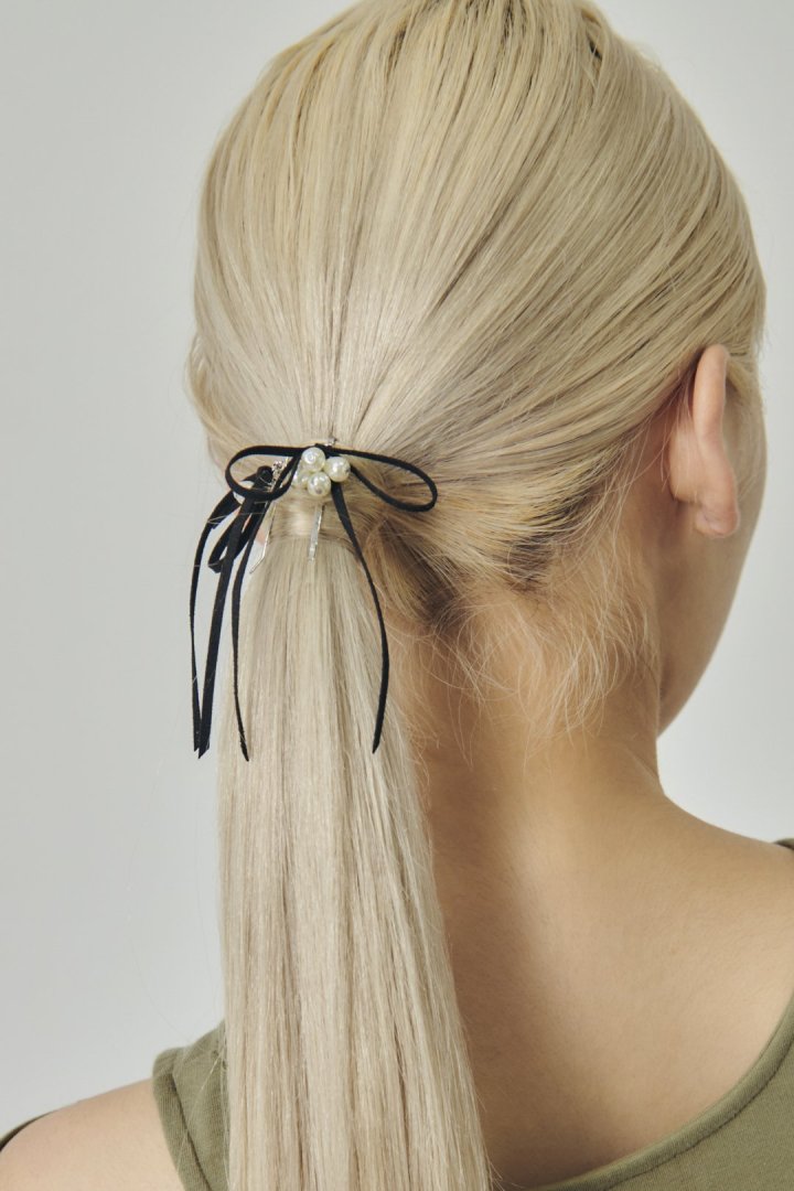 シャワー パール スエード リボン セット ヘアピン