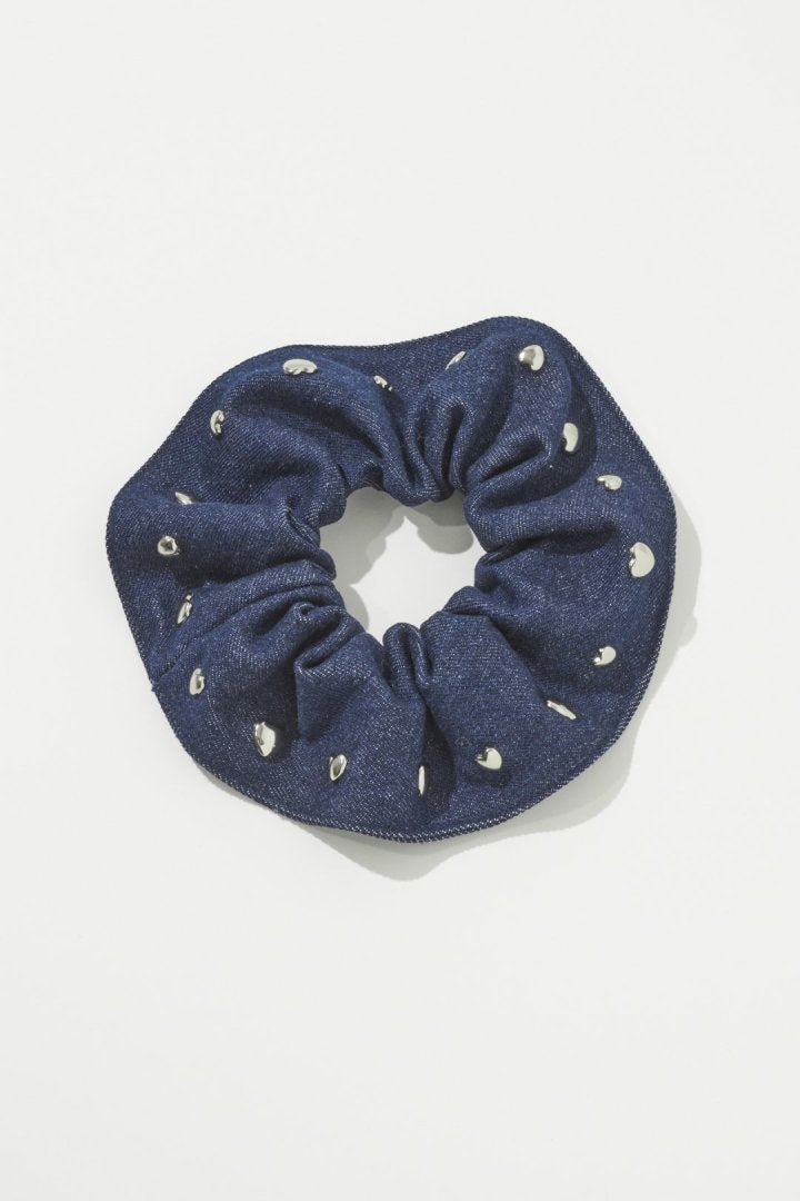 スタッズ デニム シュシュ