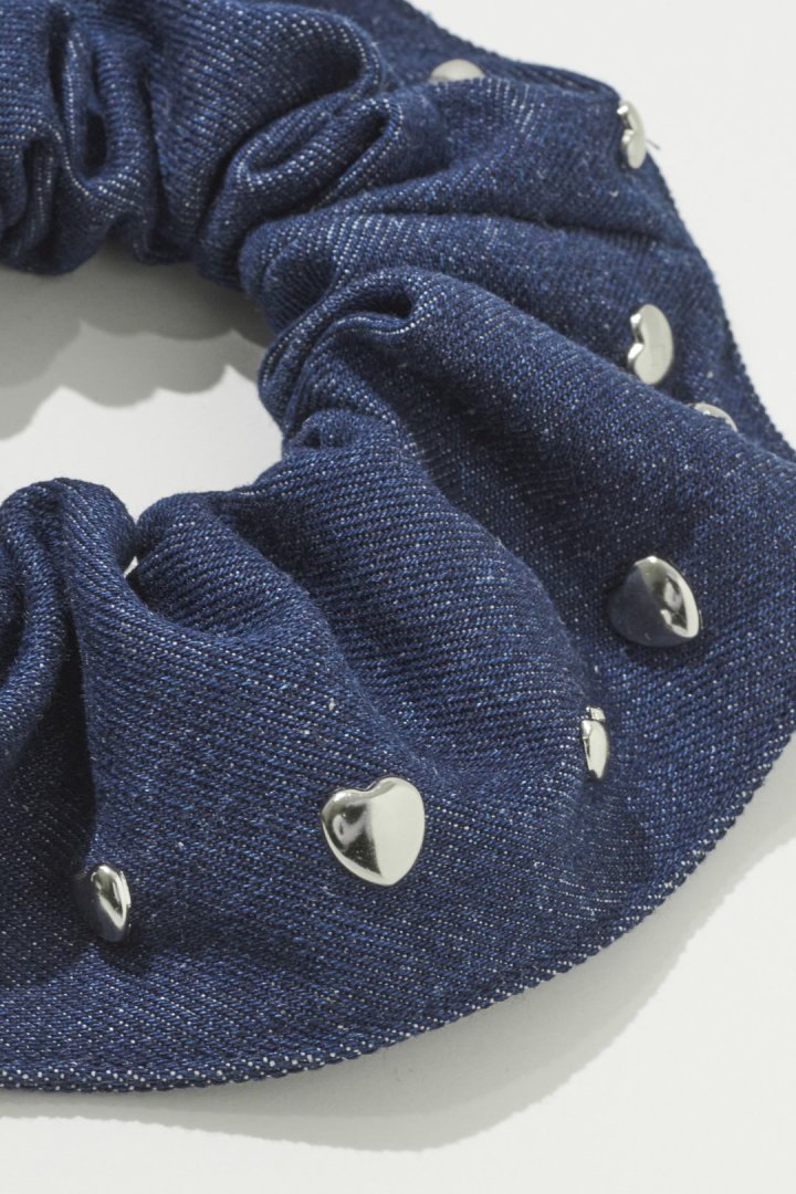 スタッズ デニム シュシュ