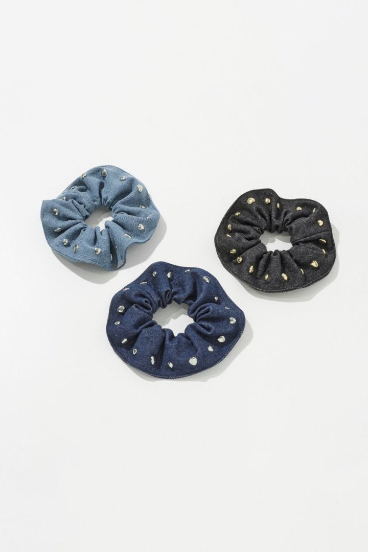 スタッズ デニム シュシュ