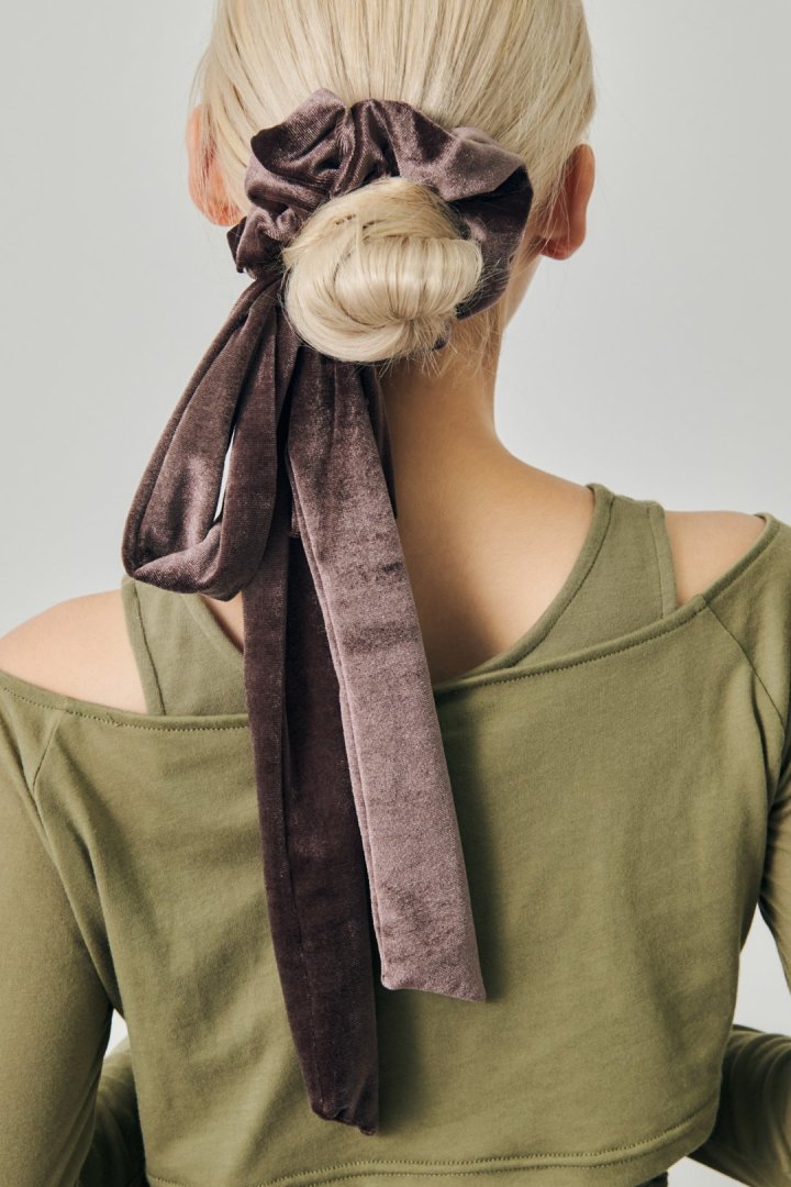 ロング ベロア リボン シュシュ