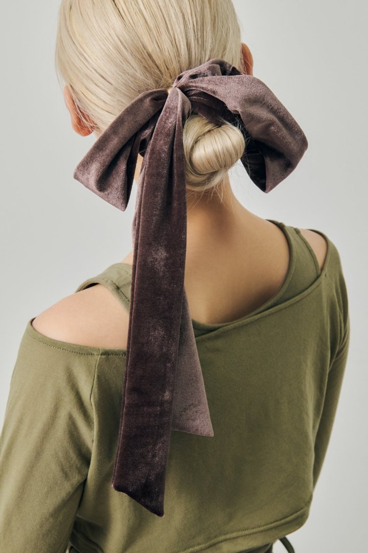 ロング ベロア リボン シュシュ