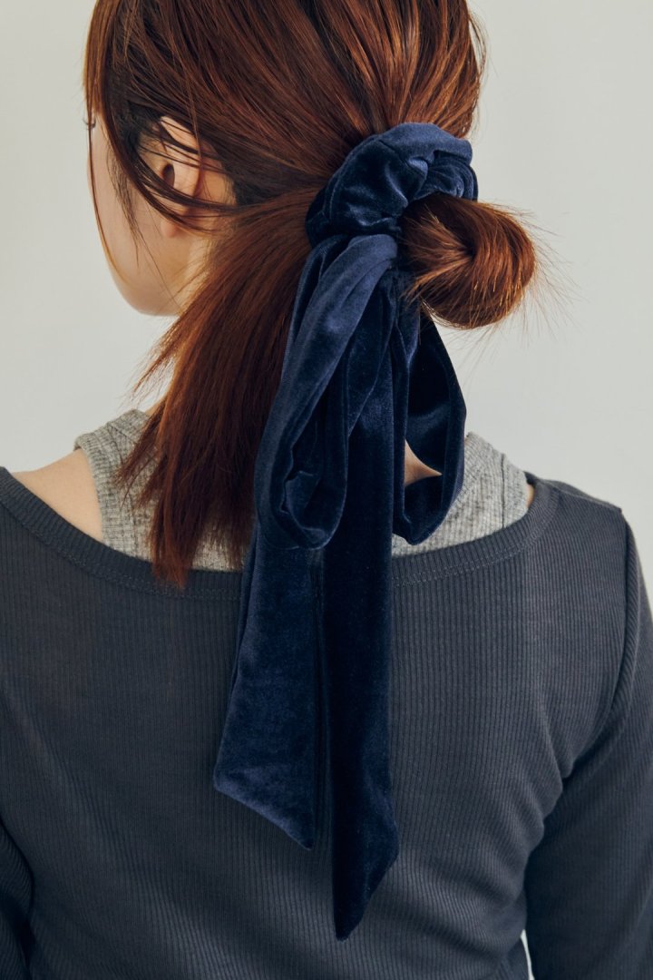 ロング ベロア リボン シュシュ