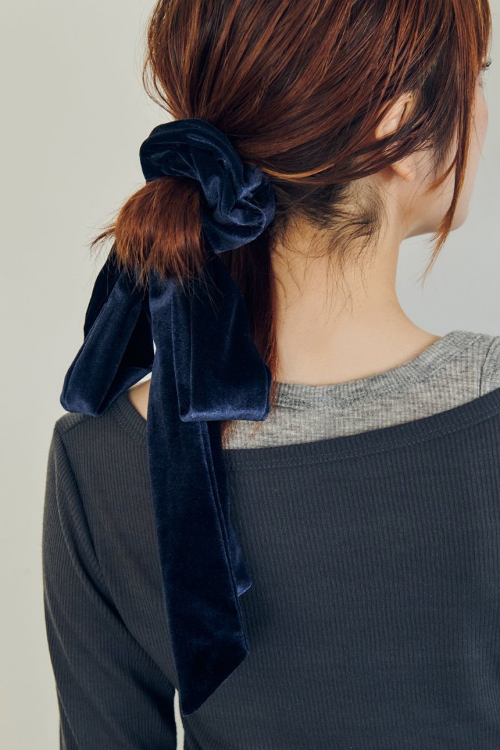 ロング ベロア リボン シュシュ