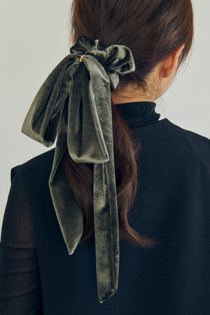 ロング ベロア リボン シュシュ