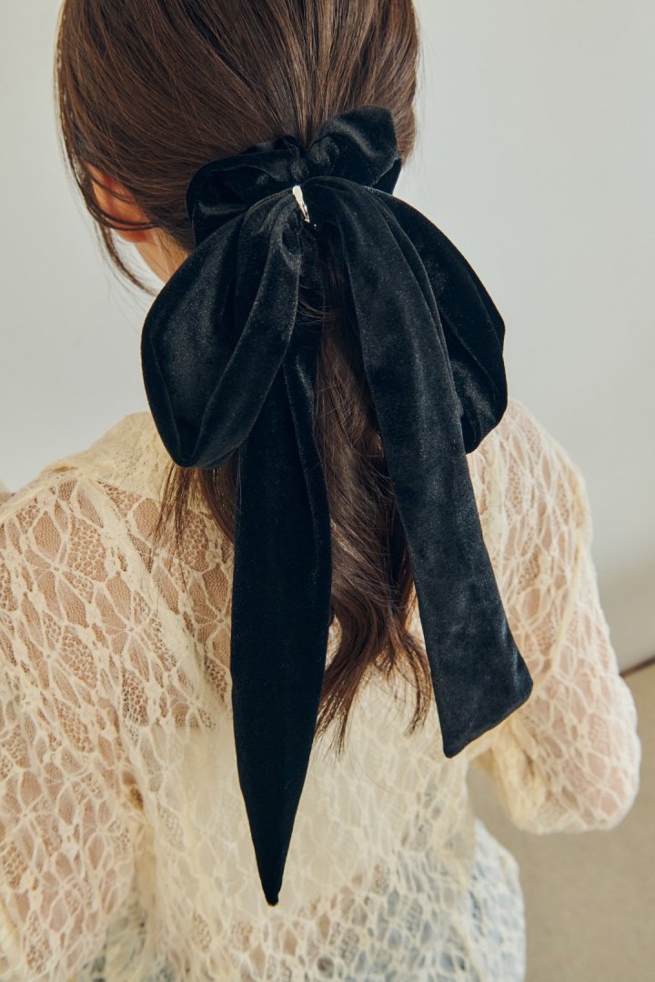 ロング ベロア リボン シュシュ