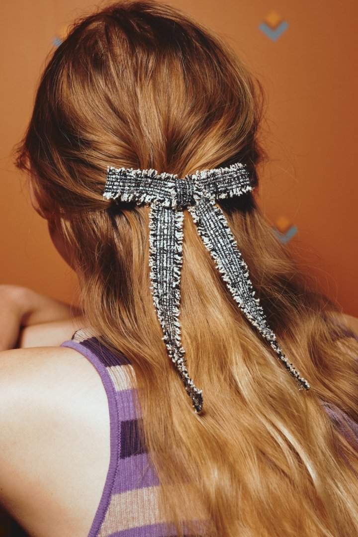 ツイード リボン バレッタ