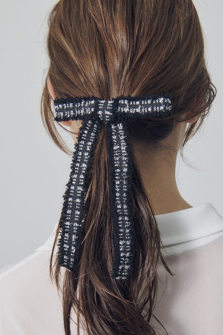 ツイード リボン バレッタ