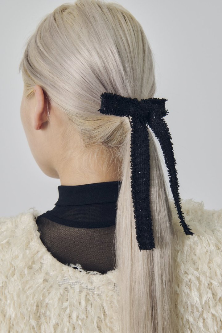 ツイード リボン バレッタ