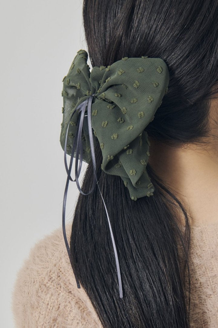 ボリューム シアー リボン バンス クリップ