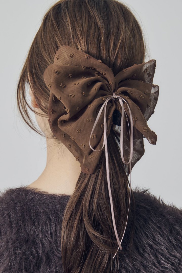 ボリューム シアー リボン バンス クリップ