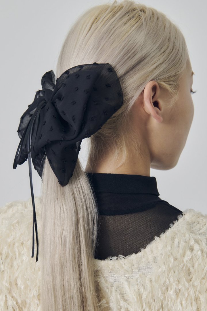 ボリューム シアー リボン バンス クリップ