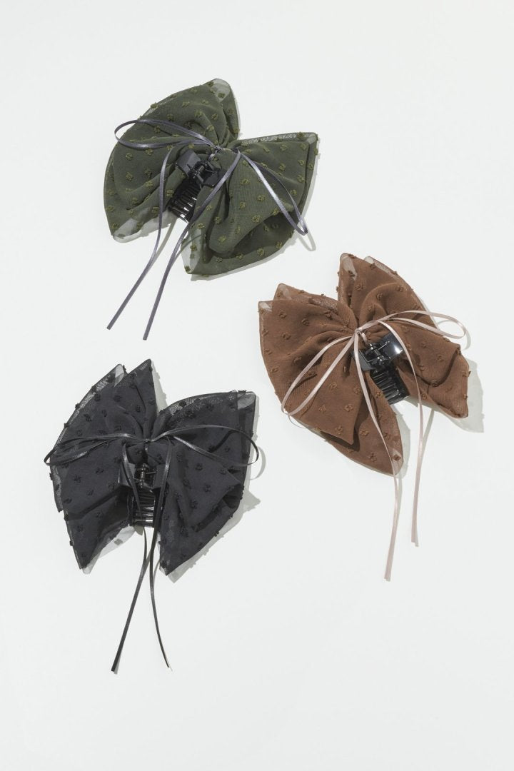 ボリューム シアー リボン バンス クリップ