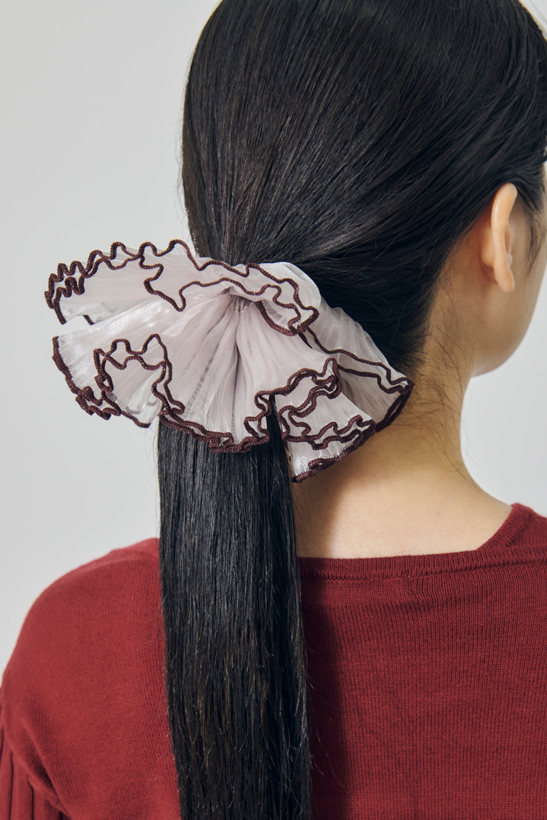 パイピング プリーツ ビッグ シュシュ