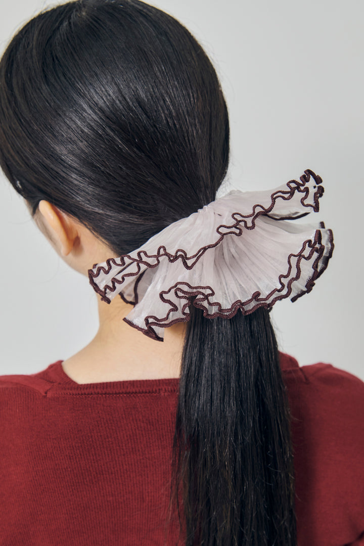 パイピング プリーツ ビッグ シュシュ