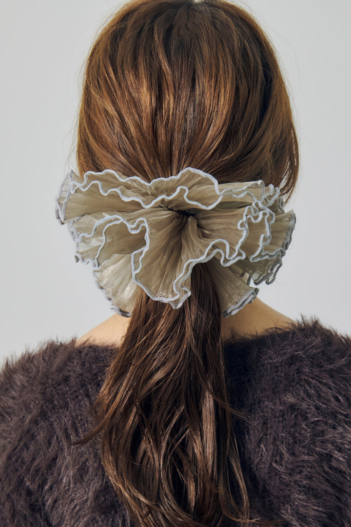 パイピング プリーツ ビッグ シュシュ