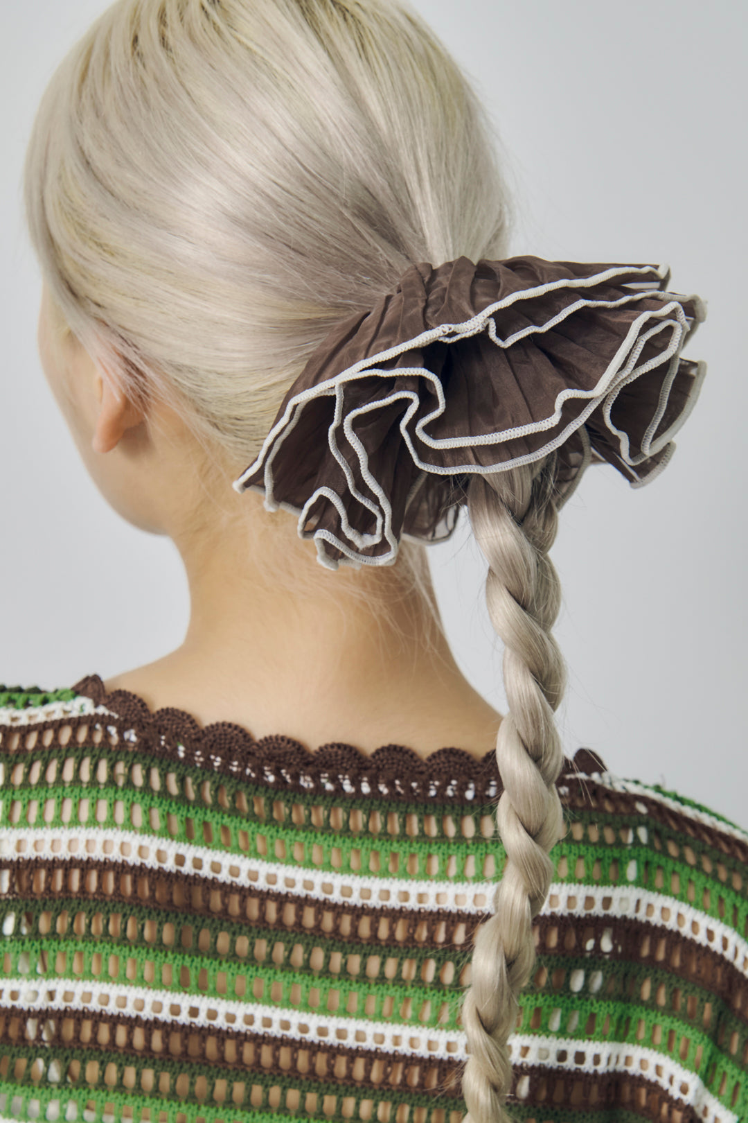 パイピング プリーツ ビッグ シュシュ