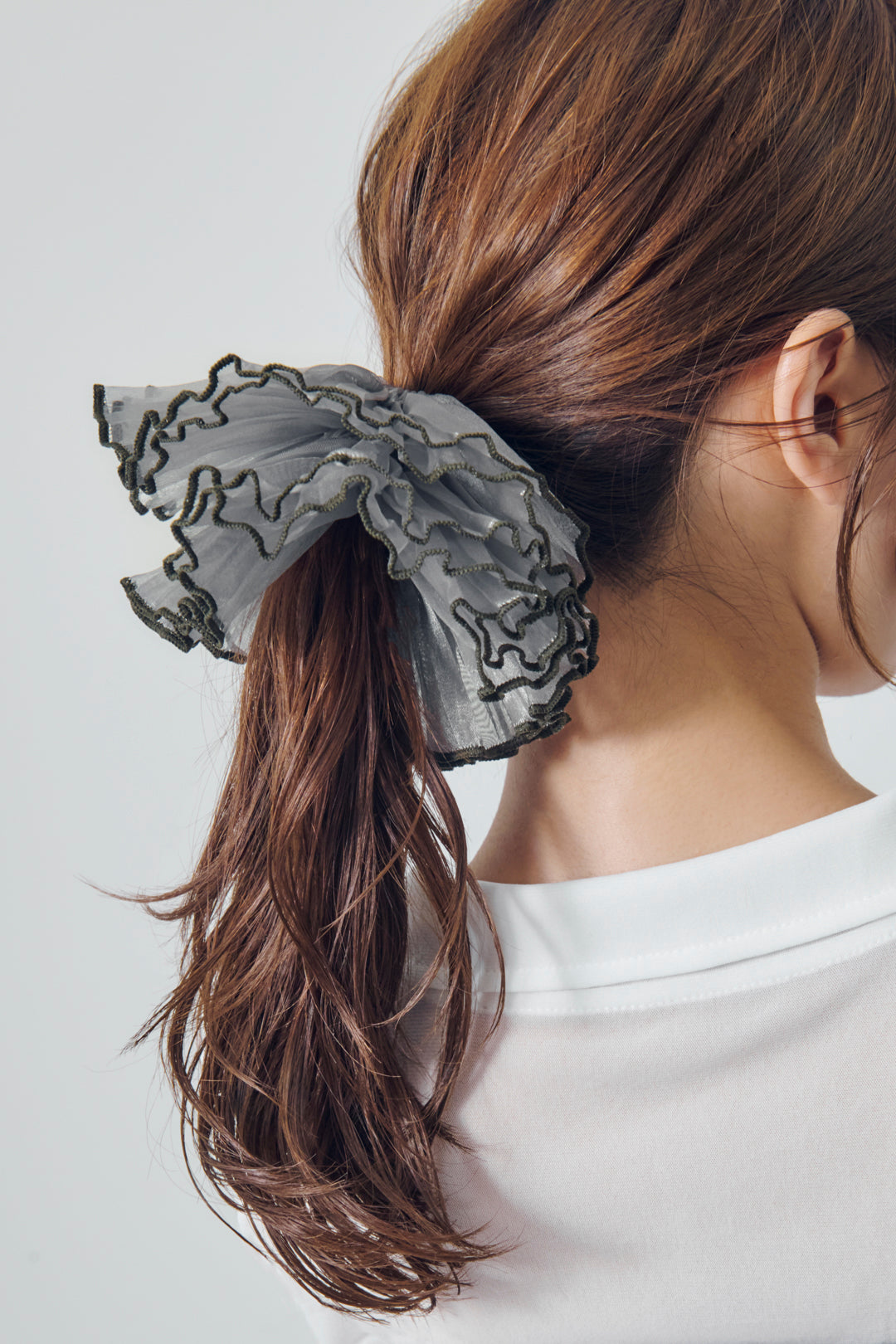 パイピング プリーツ ビッグ シュシュ