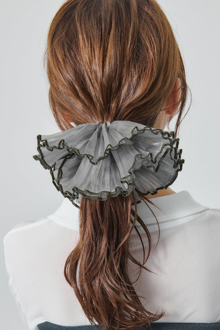 パイピング プリーツ ビッグ シュシュ