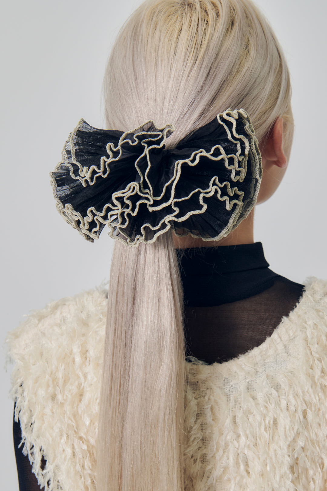 パイピング プリーツ ビッグ シュシュ