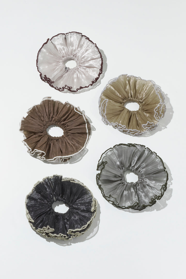 パイピング プリーツ ビッグ シュシュ