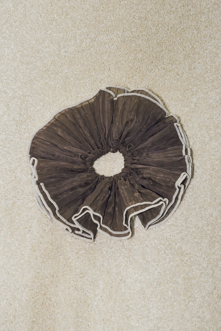 パイピング プリーツ ビッグ シュシュ