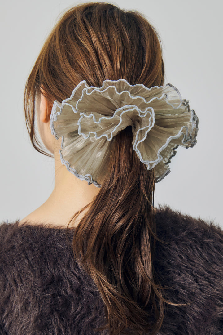 パイピング プリーツ ビッグ シュシュ