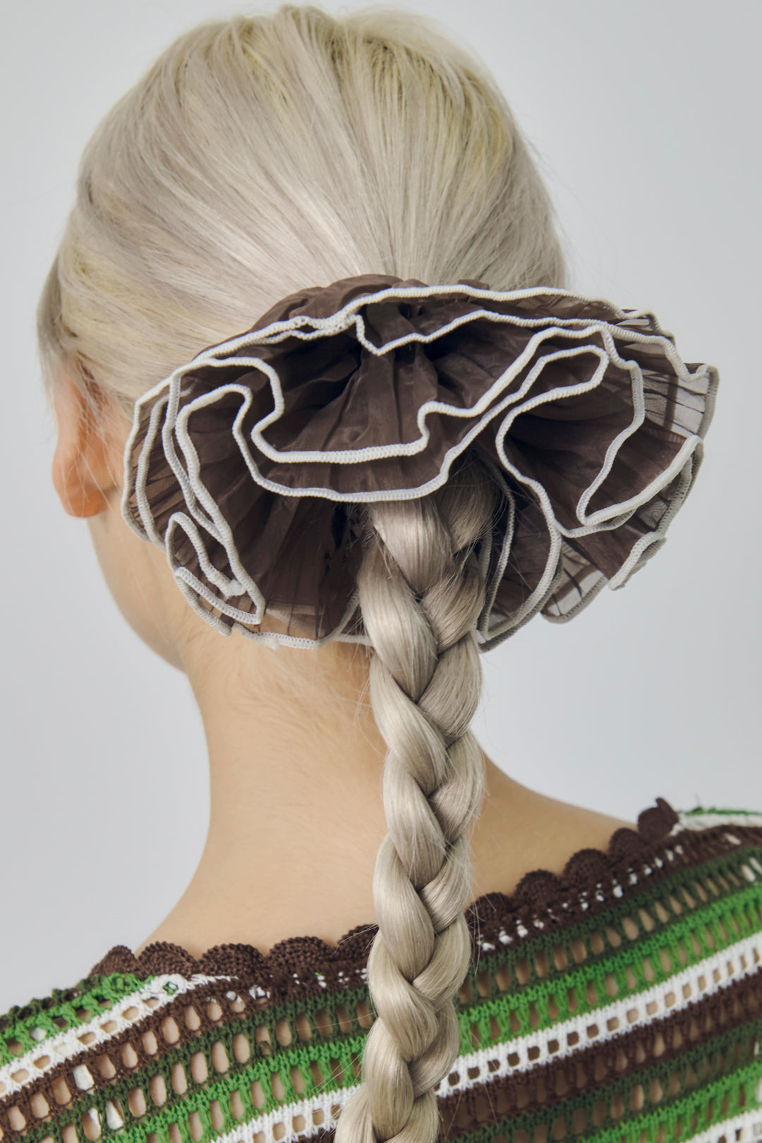 パイピング プリーツ ビッグ シュシュ