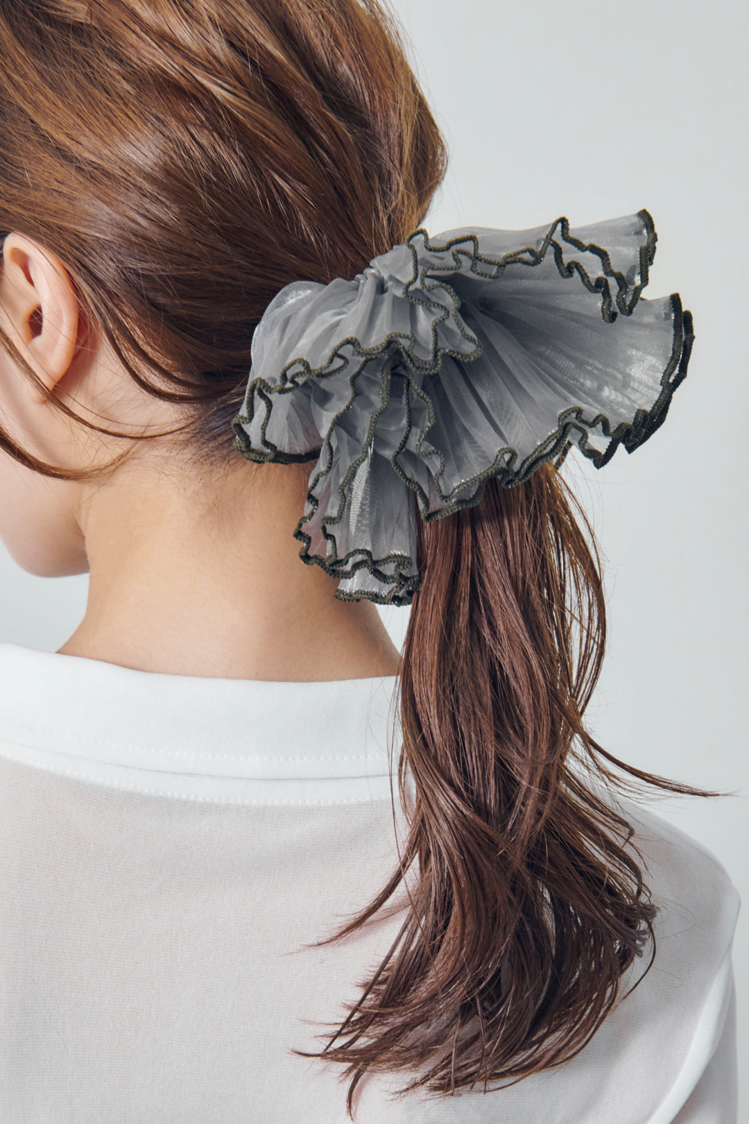 パイピング プリーツ ビッグ シュシュ