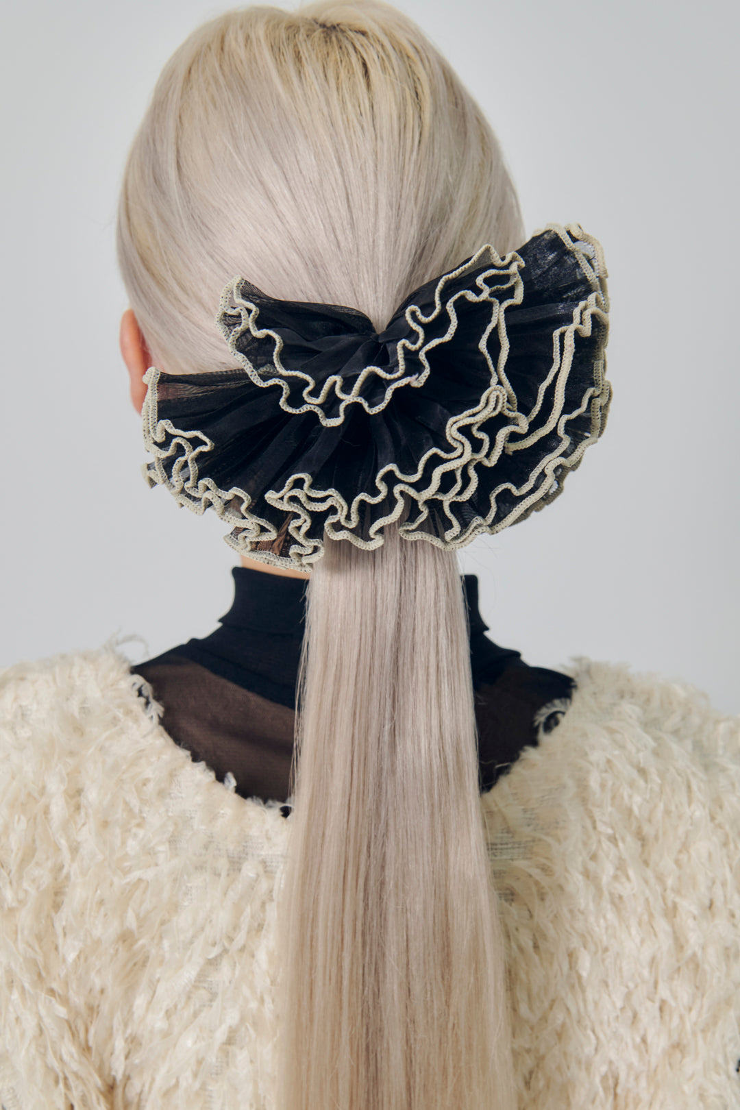 パイピング プリーツ ビッグ シュシュ