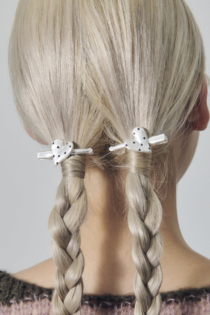 ドット ハート メタル セット ヘアー クリップ