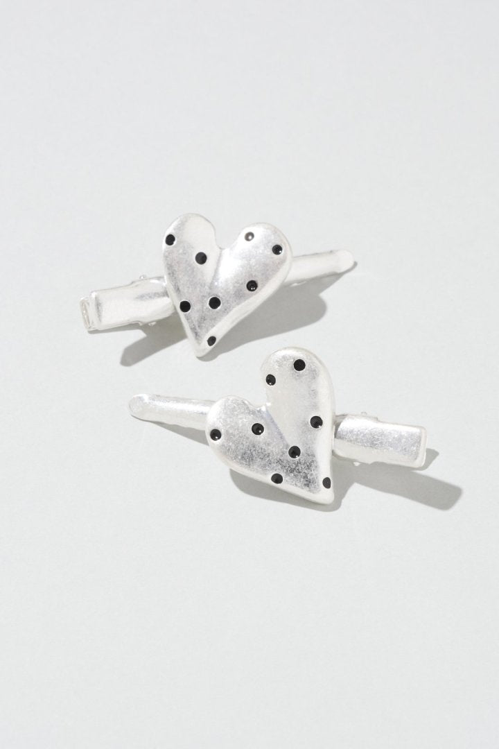 ドット ハート メタル セット ヘアー クリップ