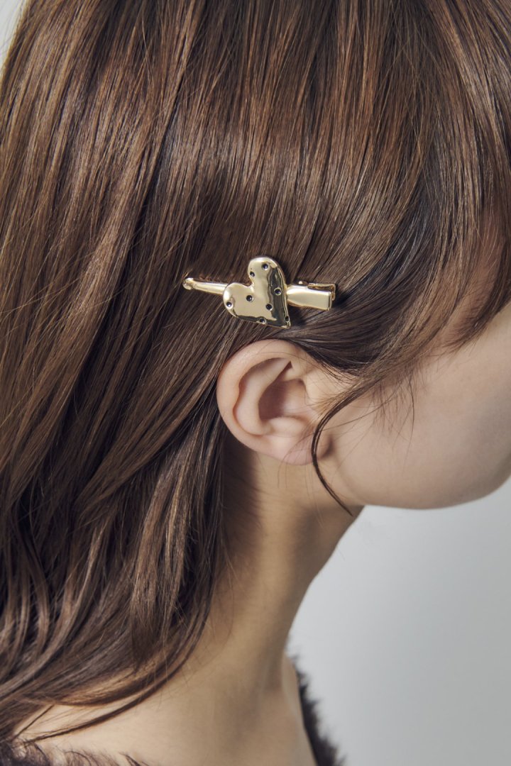 ドット ハート メタル セット ヘアー クリップ