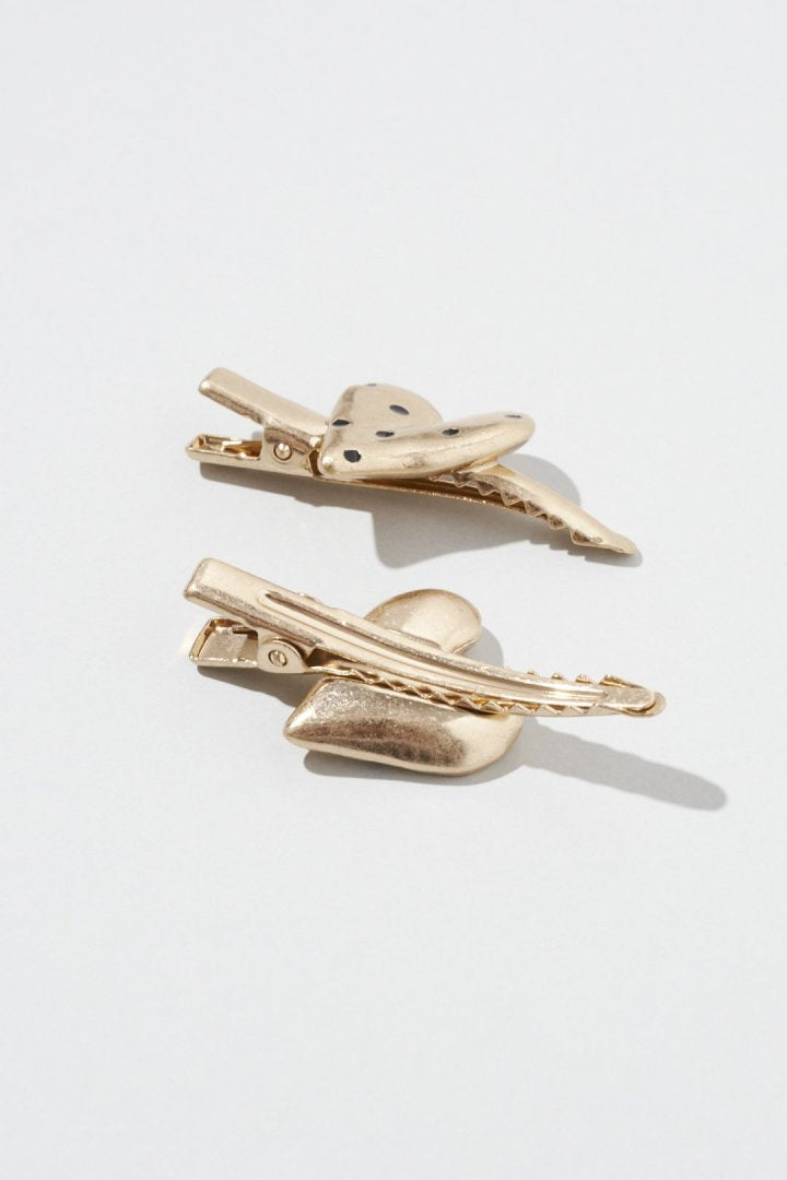 ドット ハート メタル セット ヘアー クリップ